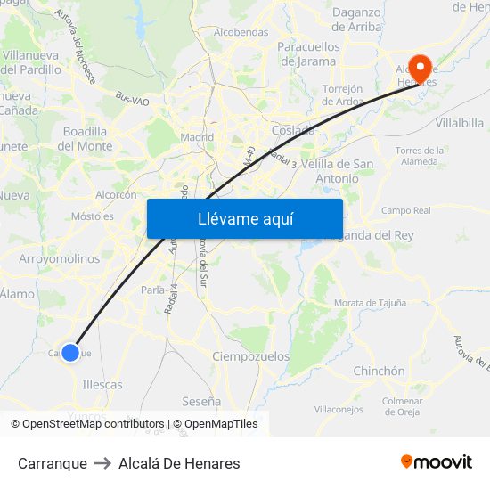 Carranque to Alcalá De Henares map