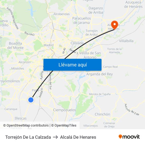 Torrejón De La Calzada to Alcalá De Henares map