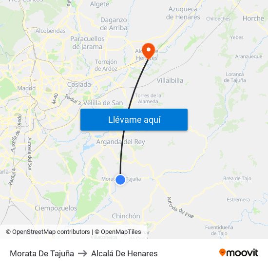 Morata De Tajuña to Alcalá De Henares map