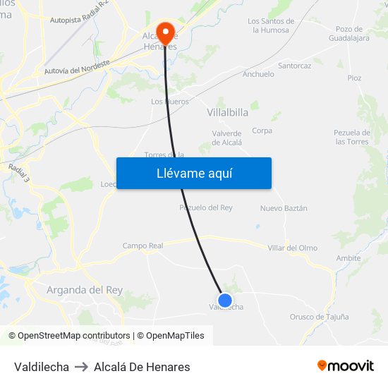 Valdilecha to Alcalá De Henares map