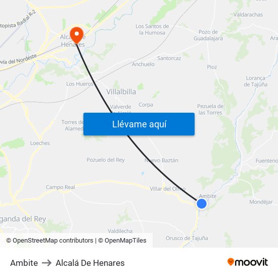Ambite to Alcalá De Henares map