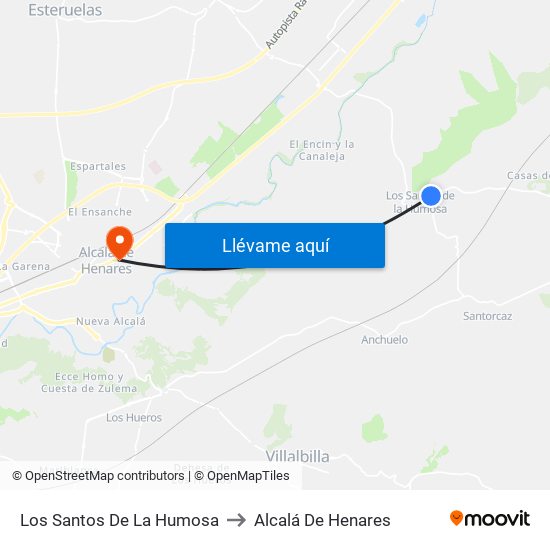 Los Santos De La Humosa to Alcalá De Henares map