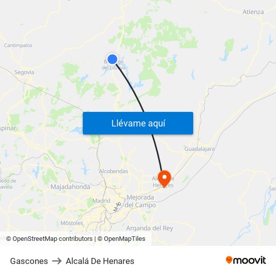Gascones to Alcalá De Henares map