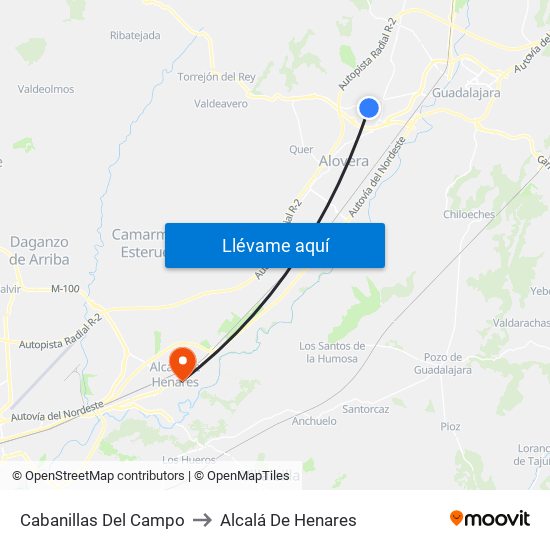 Cabanillas Del Campo to Alcalá De Henares map
