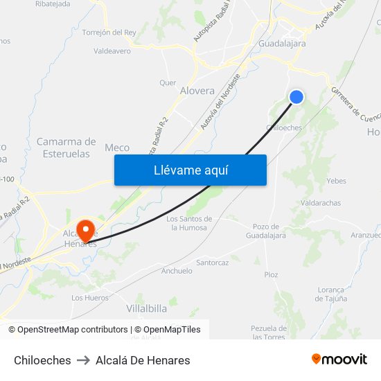 Chiloeches to Alcalá De Henares map