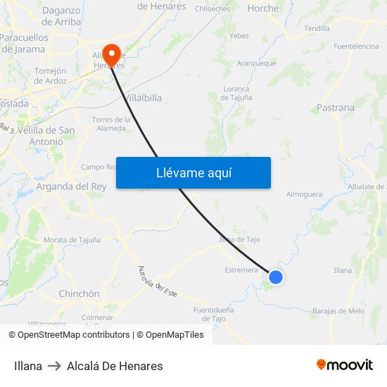 Illana to Alcalá De Henares map