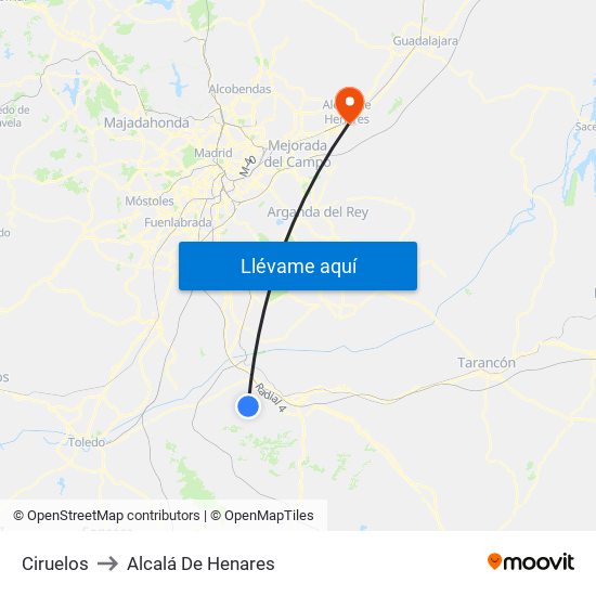 Ciruelos to Alcalá De Henares map