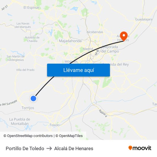 Portillo De Toledo to Alcalá De Henares map