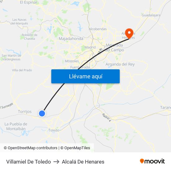 Villamiel De Toledo to Alcalá De Henares map