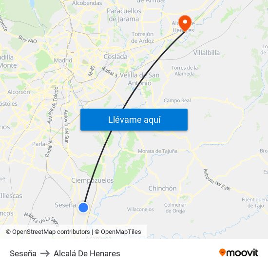 Seseña to Alcalá De Henares map