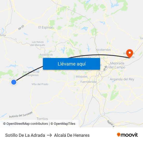 Sotillo De La Adrada to Alcalá De Henares map
