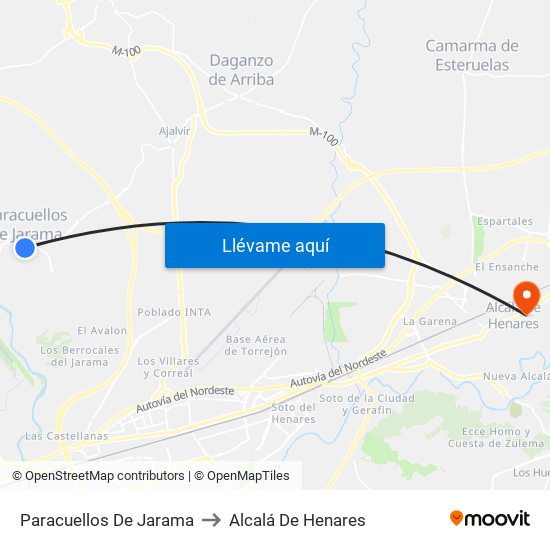 Paracuellos De Jarama to Alcalá De Henares map
