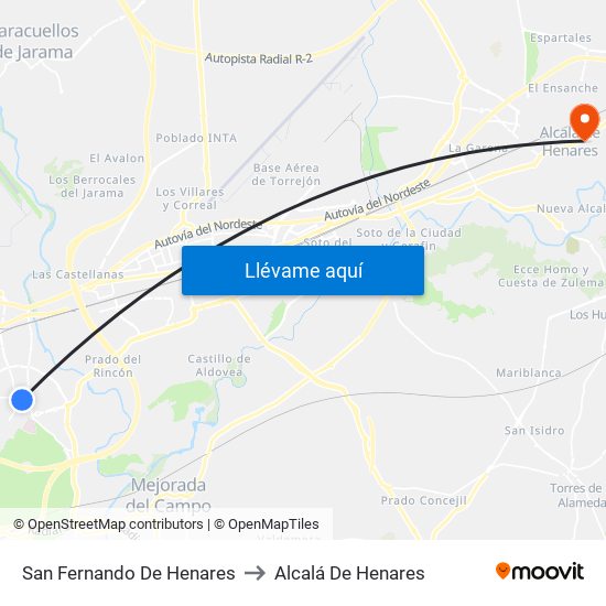 San Fernando De Henares to Alcalá De Henares map