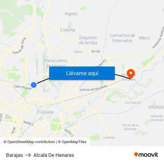 Barajas to Alcalá De Henares map
