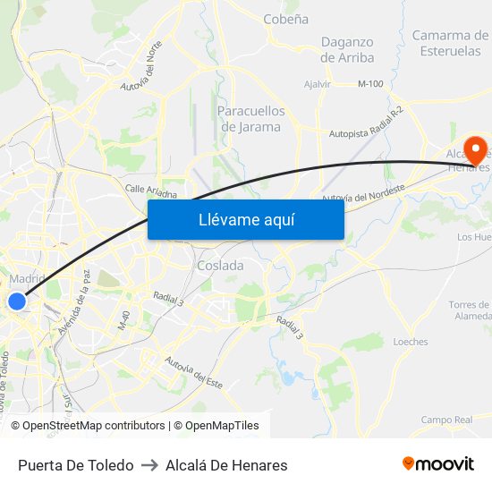 Puerta De Toledo to Alcalá De Henares map