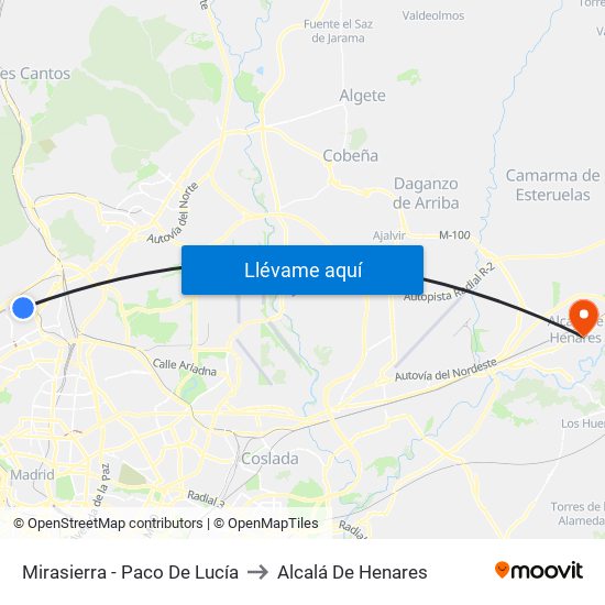Mirasierra - Paco De Lucía to Alcalá De Henares map