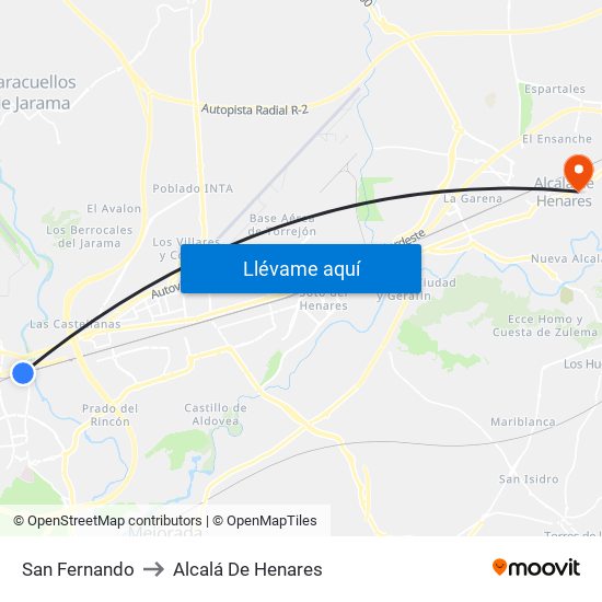 San Fernando to Alcalá De Henares map