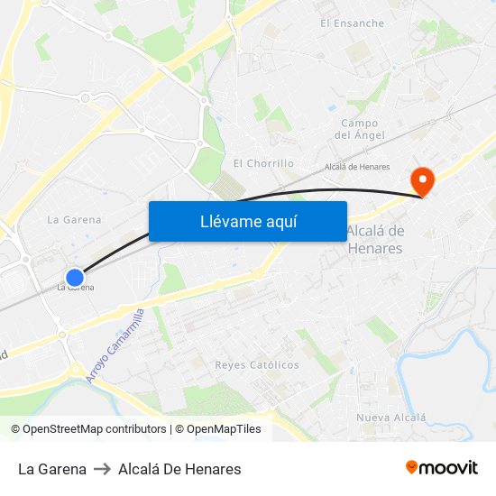 La Garena to Alcalá De Henares map