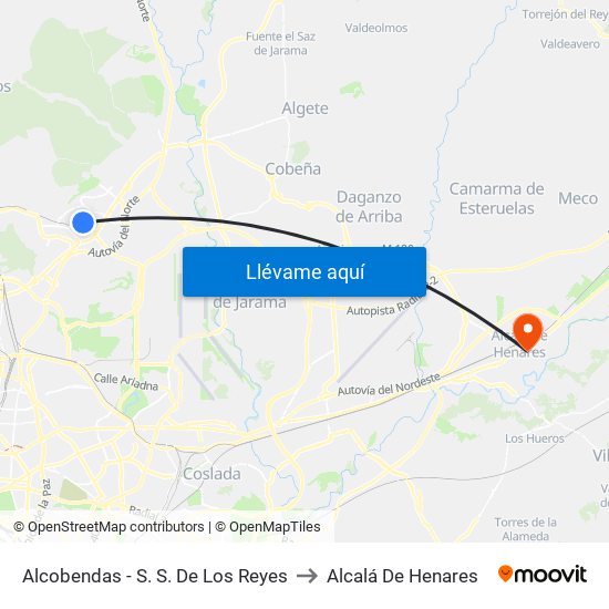 Alcobendas - S. S. De Los Reyes to Alcalá De Henares map