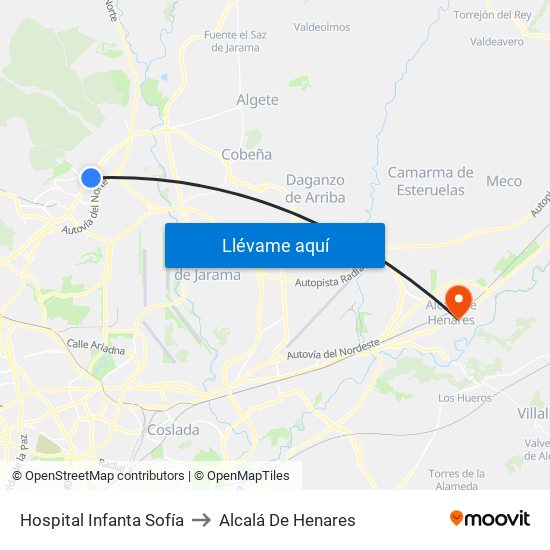 Hospital Infanta Sofía to Alcalá De Henares map