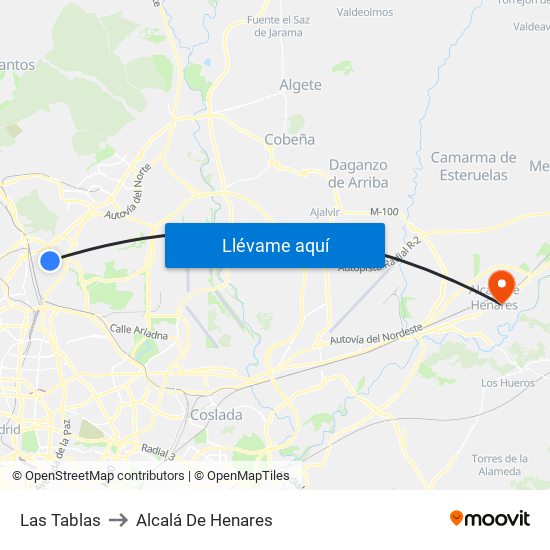 Las Tablas to Alcalá De Henares map