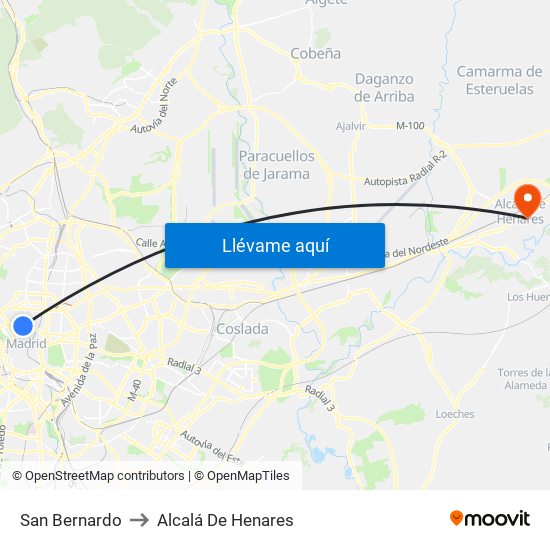 San Bernardo to Alcalá De Henares map