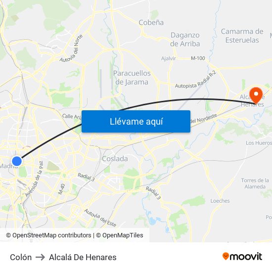 Colón to Alcalá De Henares map