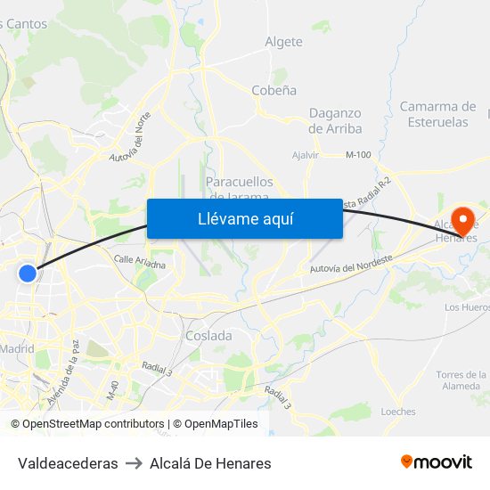 Valdeacederas to Alcalá De Henares map