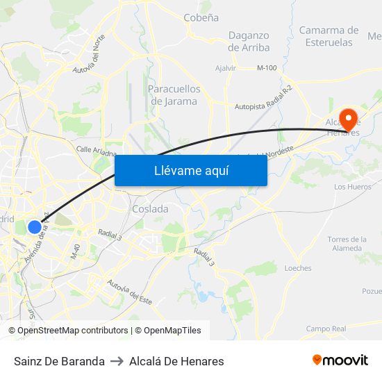 Sainz De Baranda to Alcalá De Henares map