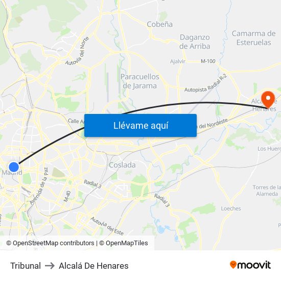 Tribunal to Alcalá De Henares map