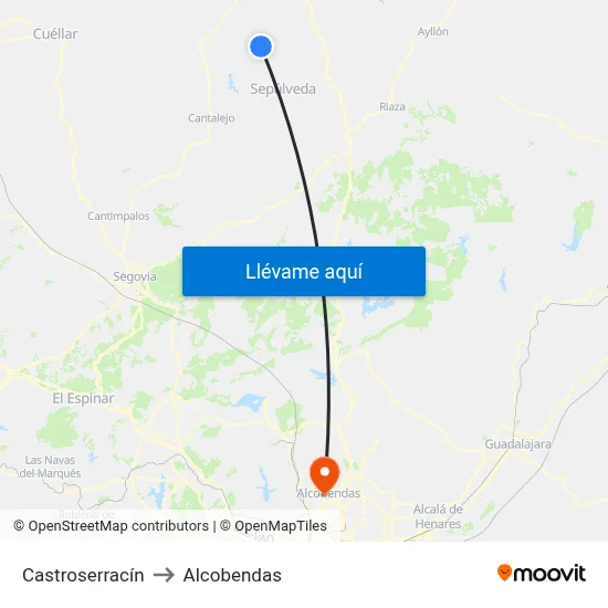 Castroserracín to Alcobendas map