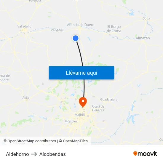 Aldehorno to Alcobendas map