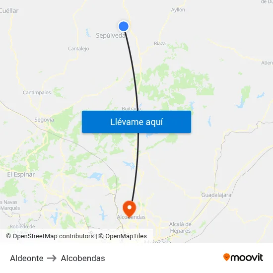 Aldeonte to Alcobendas map