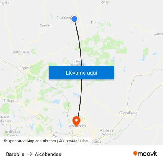Barbolla to Alcobendas map