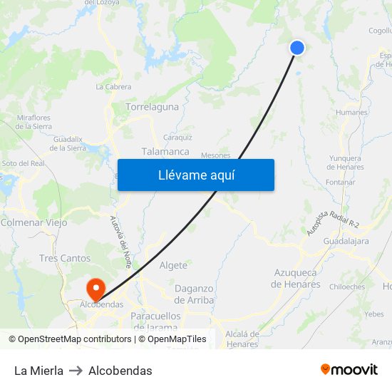 La Mierla to Alcobendas map