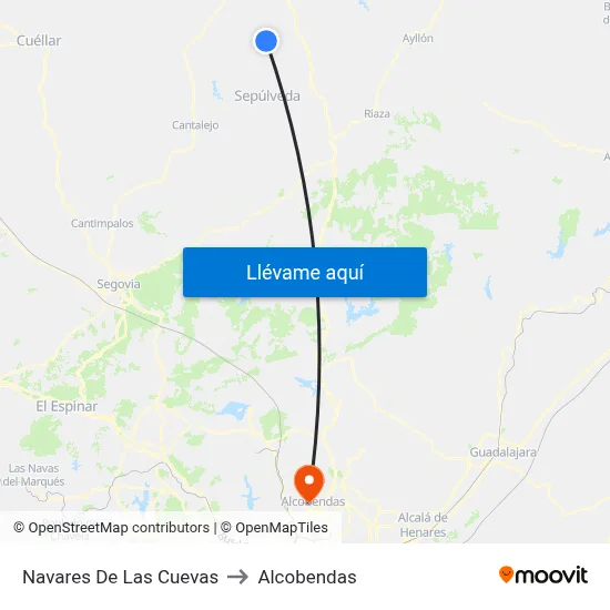 Navares De Las Cuevas to Alcobendas map