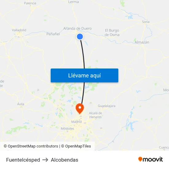 Fuentelcésped to Alcobendas map