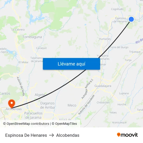 Espinosa De Henares to Alcobendas map