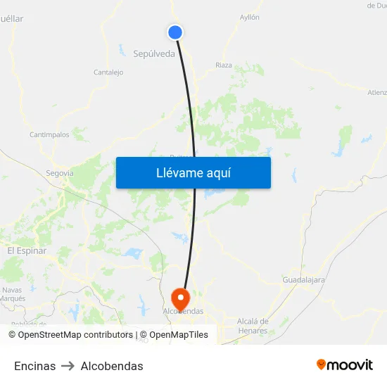 Encinas to Alcobendas map