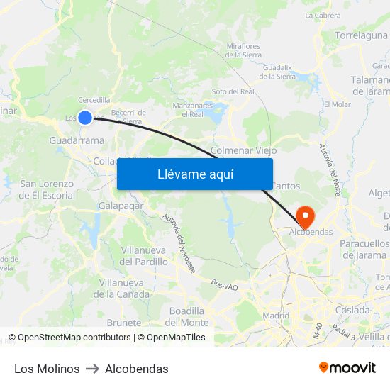 Los Molinos to Alcobendas map