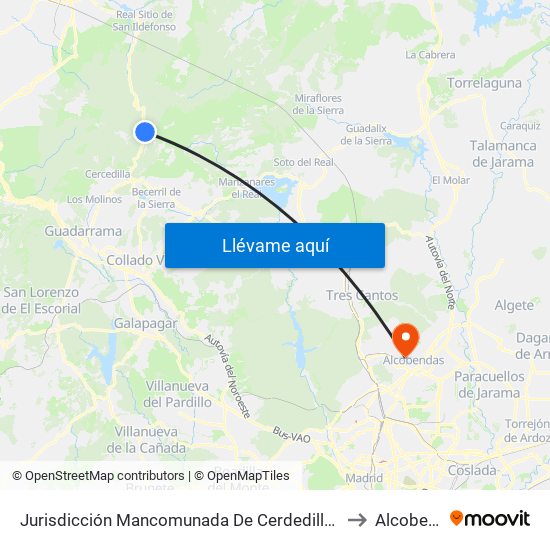 Jurisdicción Mancomunada De Cerdedilla Y Navacerrada to Alcobendas map
