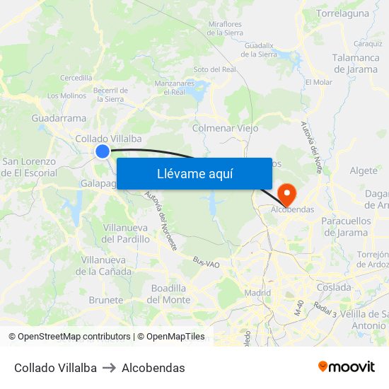 Collado Villalba to Alcobendas map