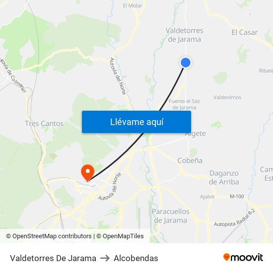 Valdetorres De Jarama to Alcobendas map