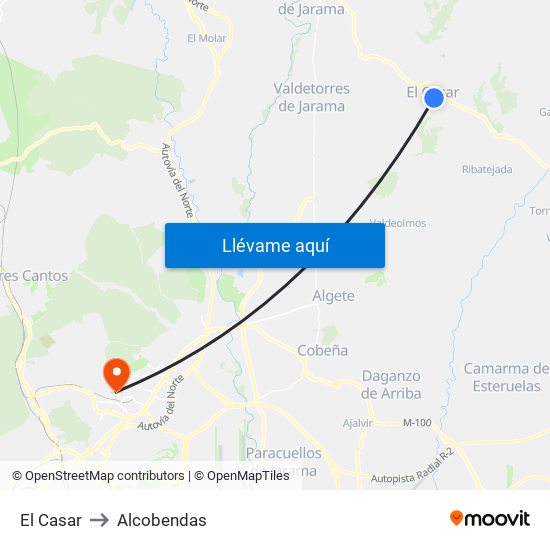 El Casar to Alcobendas map
