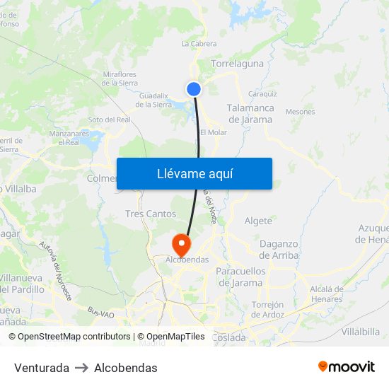 Venturada to Alcobendas map