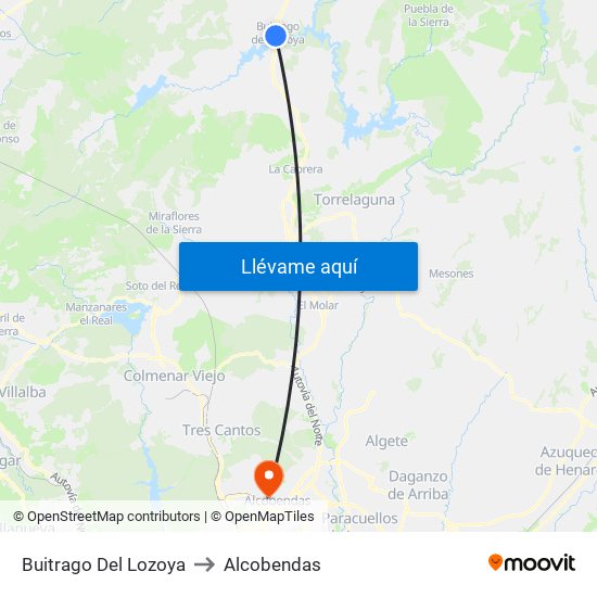 Buitrago Del Lozoya to Alcobendas map
