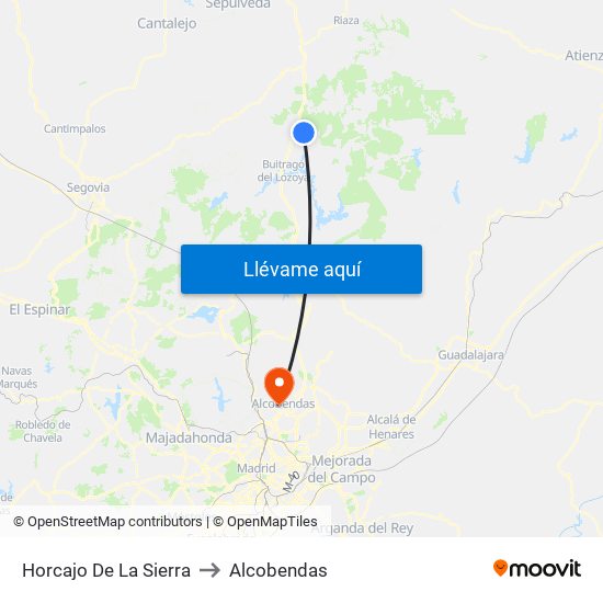 Horcajo De La Sierra to Alcobendas map