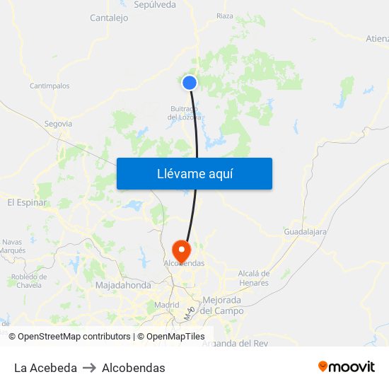 La Acebeda to Alcobendas map