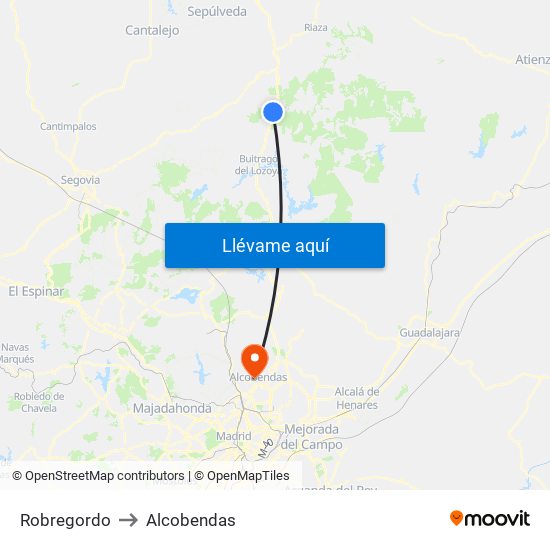 Robregordo to Alcobendas map