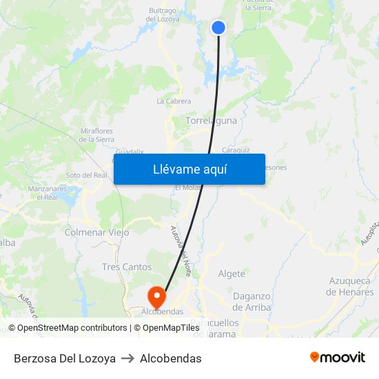 Berzosa Del Lozoya to Alcobendas map